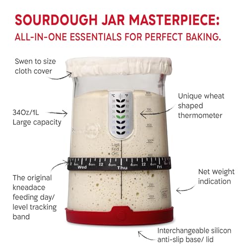 KneadAce Sourdough Starter Kit – 34oz Starter Jar, 2 Oval Banneton Proofing Baskets, Magnetic Bread Lame for Scoring – Gift for Bakers & Complete Sourdough Bread Baking Set - Image 5