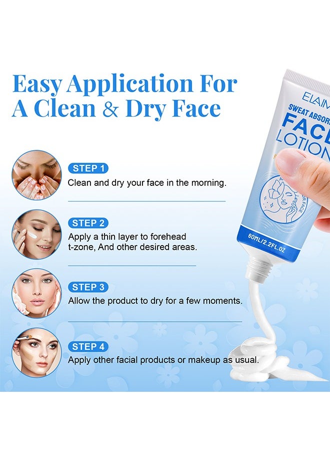 Elaimei - Sweat Absorbing Face Lotion, Helps Keep Your Face, Forehead And Scalp Dry, Helps Control Oily Skin, Shine And Facial Perspiration, Replenishing And Smoothing Formula, Reduces Face And Body Sweating - Image 1