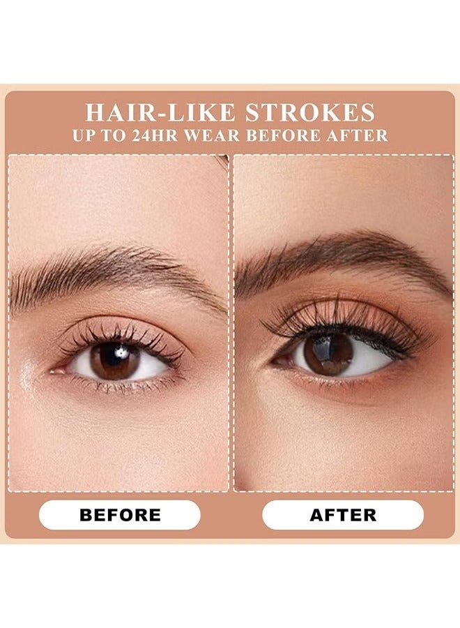 سويكي لوني 4-نصيحة الحاجب لون العين أربعة شوكة الماء الحاجب القلم ، Suake الحاجب المحيط القلم ، Suake السحرية الدقيقة الماء الحاجب القلم ، سهلة الشكل ، مقاومة للماء واللصق-دليل يخلق الطبيعية #Light Brown - Image 3