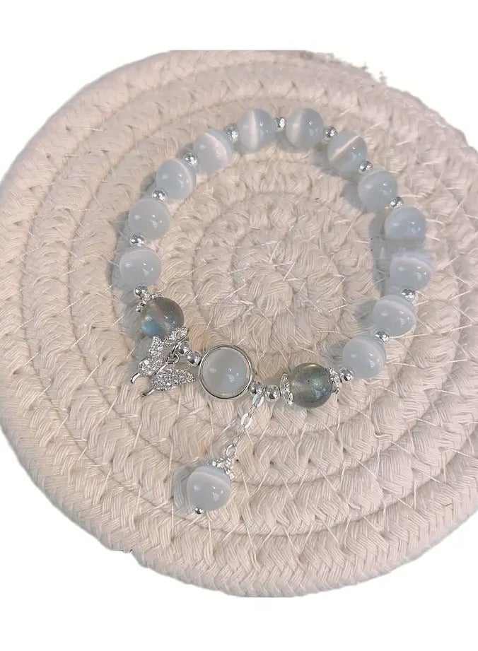 Goolsky 1pc Cat's Eye Stone Butterfly Bracelet, Fashion Glasses Bracelet  - Image 4