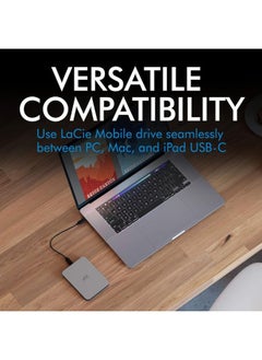 LACIE LaCie Mobile Drive 1TB External Hard Drive Portable HDD - Moon Silver, USB-C 3.2, for PC and Mac, with Adobe All Apps Plan and Rescue Services (STLP1000400)  - Image 5