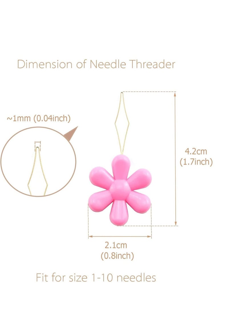 ChicAbode Embroidery Needle Threader Tool 5pcs Plastic Flower Head Sewing Machine Needle Threader for Hand Sewing Cross Stitch Craft Knitting Quilting (5pcs, Mix Colors) - Image 2