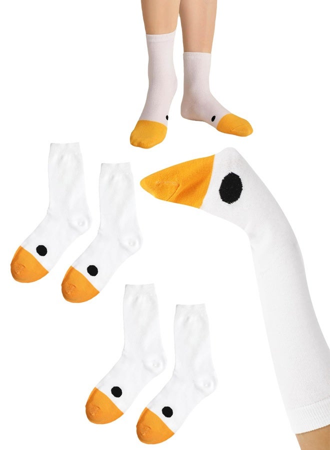 2 Pairs Goose Socks, Funny Novelty Silly Animal Socks Creative White Goose Crew Socks Goose Head Socks Gifts for Women Men Boys Girls Costume Party - Image 1