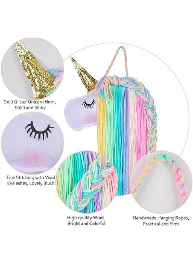 Yellow Chimes Unicorn Hair Clips Holder Rainbow Yarn Tassels Hair Bows Storage Unicorn Face Headband Hair Accessories Organizer Unicorn Theme Party Decorations for Kids, Multi-Color (YCHAJS-GL001-MC) - Image 1