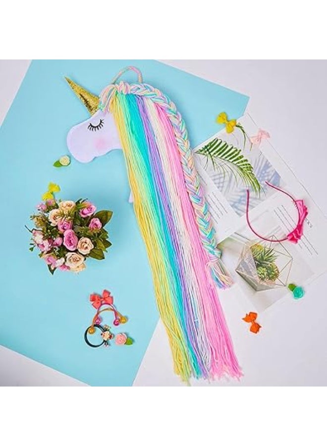 Yellow Chimes Unicorn Hair Clips Holder Rainbow Yarn Tassels Hair Bows Storage Unicorn Face Headband Hair Accessories Organizer Unicorn Theme Party Decorations for Kids, Multi-Color (YCHAJS-GL001-MC) - Image 4