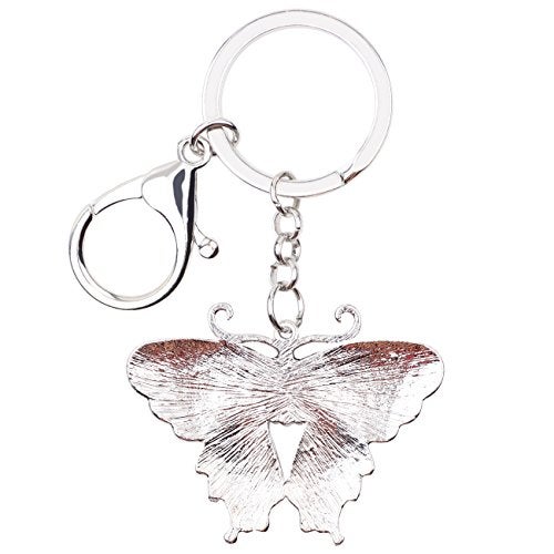 BONSNY Enamel Metal Butterfly Keychains Rings For Women Girls Car Purse backbag Pendant Charms (Grey) - Image 5