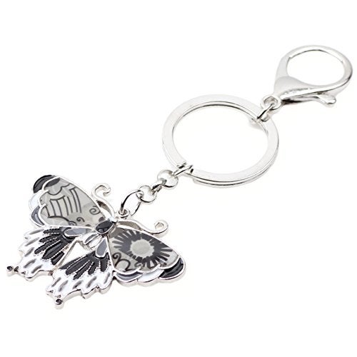 BONSNY Enamel Metal Butterfly Keychains Rings For Women Girls Car Purse backbag Pendant Charms (Grey) - Image 3