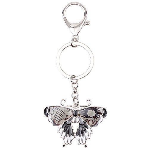 BONSNY Enamel Metal Butterfly Keychains Rings For Women Girls Car Purse backbag Pendant Charms (Grey) - Image 4