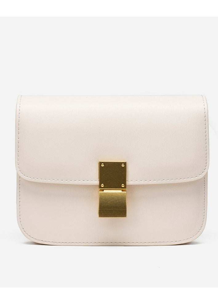 Loquat Ladies' Stylish Small Box Handbag Single Shoulder Crossbody Bag Cream White  - Image 1