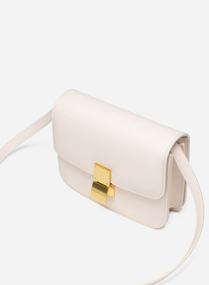 Loquat Ladies' Stylish Small Box Handbag Single Shoulder Crossbody Bag Cream White  - Image 2