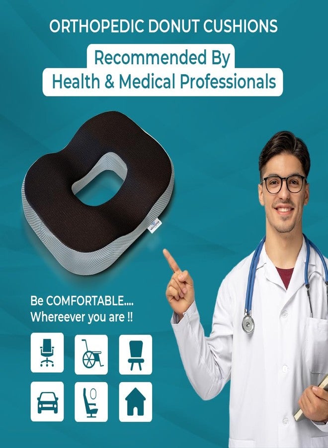 WELLGIVER وسادة دائرية إسفنجية طبية من ويلجيفر، وسادة للعصعص، وسادة مقعد، لتخفيف آلام البواسير، آلام أسفل الظهر، الناسور، التهاب البروستاتا، وآلام ما بعد الولادة | 18 × 14 × 3 بوصة | غطاء شبكي مزدوج من الأعلى - Image 5