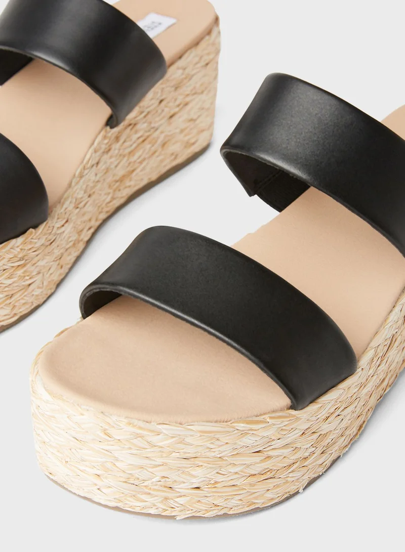 STEVE MADDEN Jolted Faux Leather Wedge Sandals