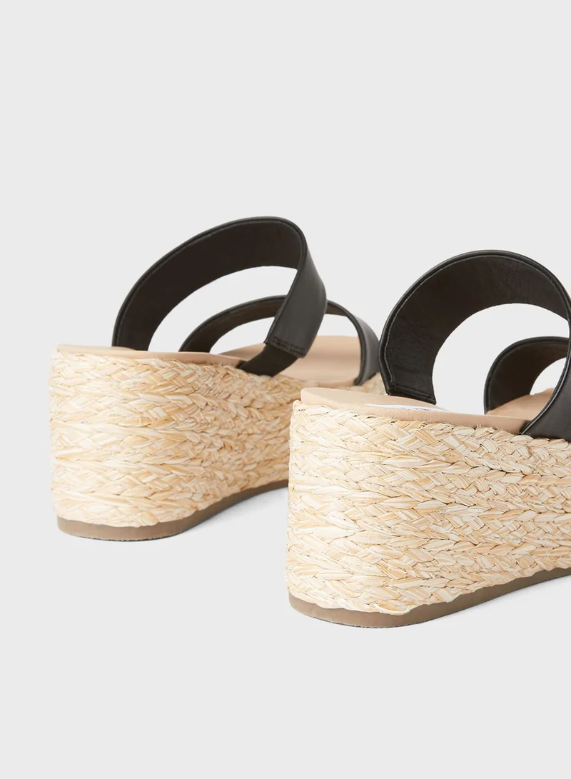 STEVE MADDEN Jolted Faux Leather Wedge Sandals