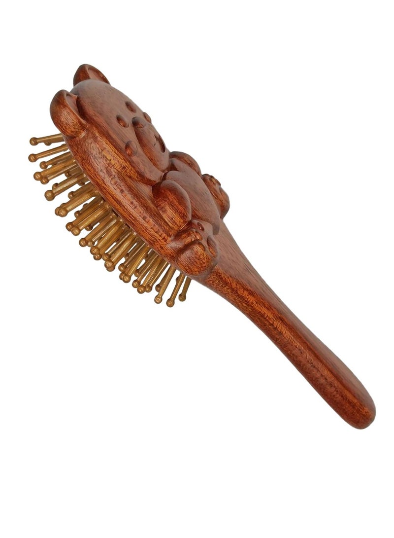 SOLARAE Wooden Paddle Hair Brush, Air Cushion Comb, Anti-Static Brush, Massages Scalp, Hair Detangle, Golden Sandalwood Cute Animal Shaped, for Massaging Scalp Women Men Kids (Brown) - Image 1