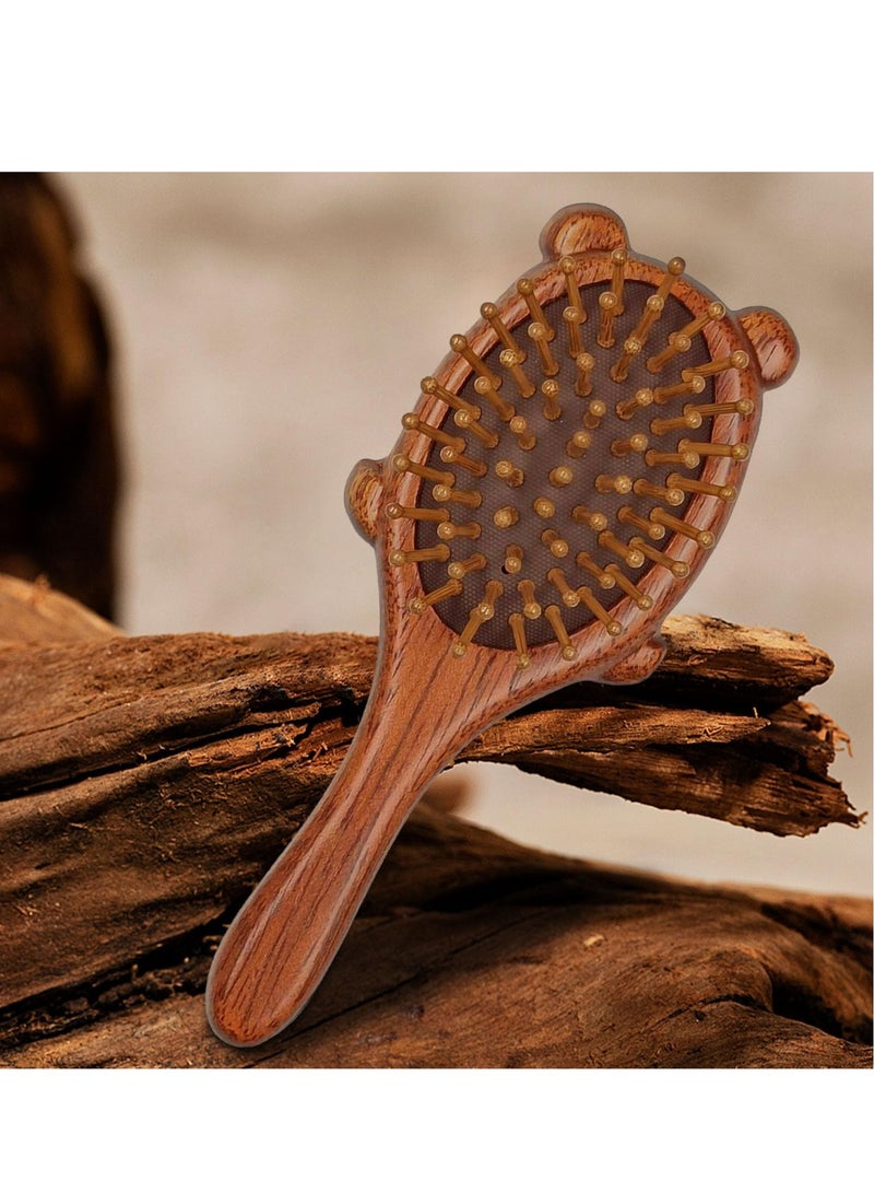 SOLARAE Wooden Paddle Hair Brush, Air Cushion Comb, Anti-Static Brush, Massages Scalp, Hair Detangle, Golden Sandalwood Cute Animal Shaped, for Massaging Scalp Women Men Kids (Brown) - Image 4
