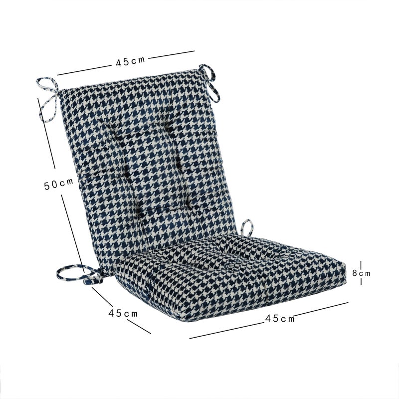 Makimoo Outdoor Patio Cushion, Rocking Chair Cushion, Tufted Pads, Set of Upper and Lower with Ties Pack of 2 (2 Sets) - Back 20"Ã—17", Seat 17"Ã—17" (Blue Houndstooth) - Image 5