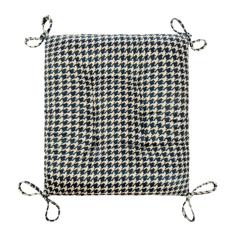 Makimoo Outdoor Patio Cushion, Rocking Chair Cushion, Tufted Pads, Set of Upper and Lower with Ties Pack of 2 (2 Sets) - Back 20"Ã—17", Seat 17"Ã—17" (Blue Houndstooth) - Image 4