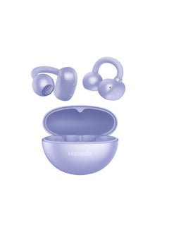 Moxedo Moxedo True Wireless Earbuds S8 Clip on Dual Device Connection Bluetooth 5.4 300 mAh Charging Case 6 Hrs Playing Time Battery Indicator with Innovative Curved Design (Purple) 