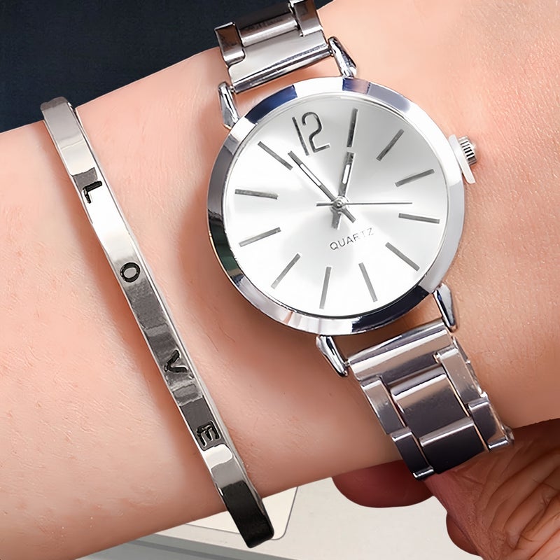 Temperament steel band ladies watch watch fashion simple trend ladies quartz watch bracelet suit wholesale generation A28 silver