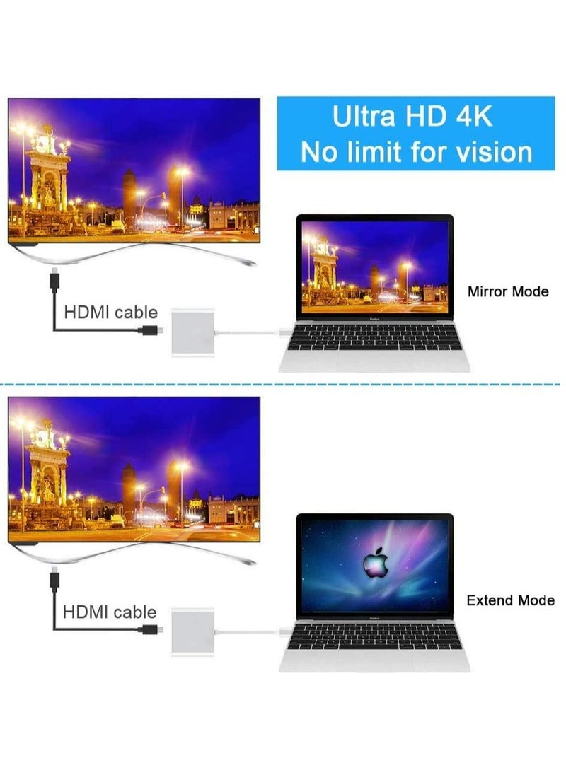 TIGER - USB C to HDMI Multiport Adapter | 3-in-1 Type-C Hub with Thunderbolt 3 to HDMI 4K Output/USB 3.0 Port/PD Quick Charging Port | Android Digital AV Adapter for MacBook Pro, MacBook Air, Projector, Monitor - Image 1