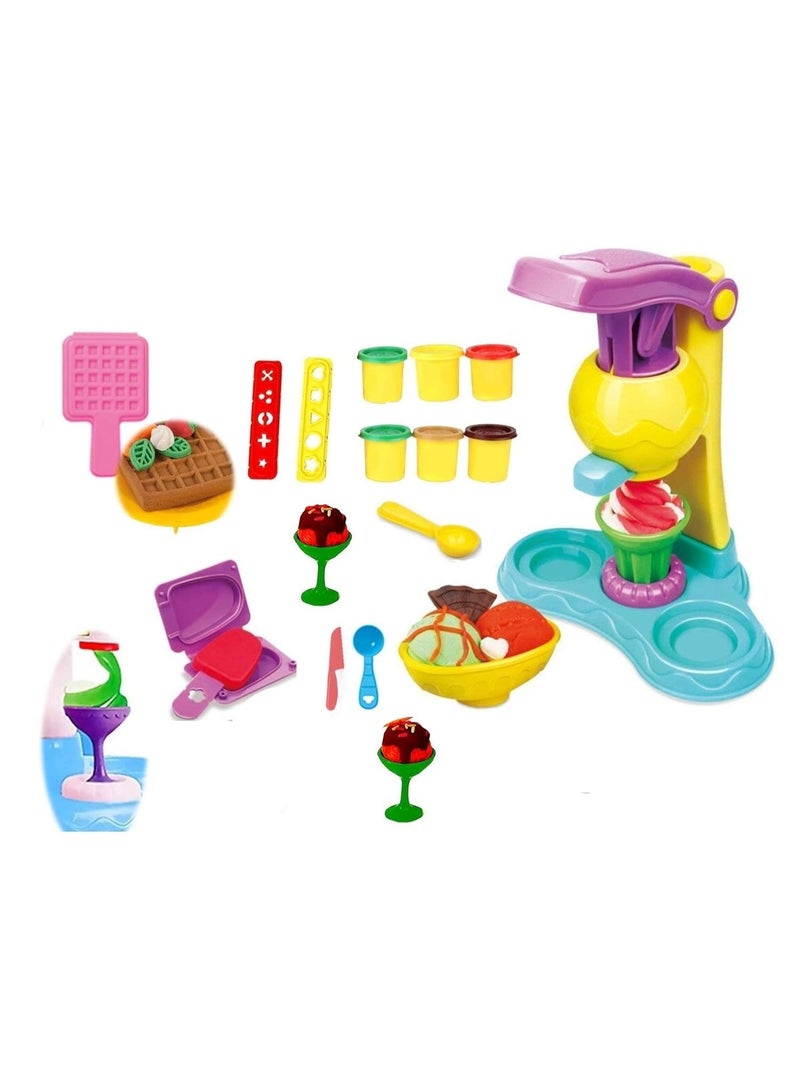 Rally Kids’ Ice Cream Play Dough Set – Ice Cream Maker with Colorful Dough Containers and Decorating Tools – Educational Kitchen Toy for Making Desserts – Encourages Creativity and Imagination for Children - Image 2