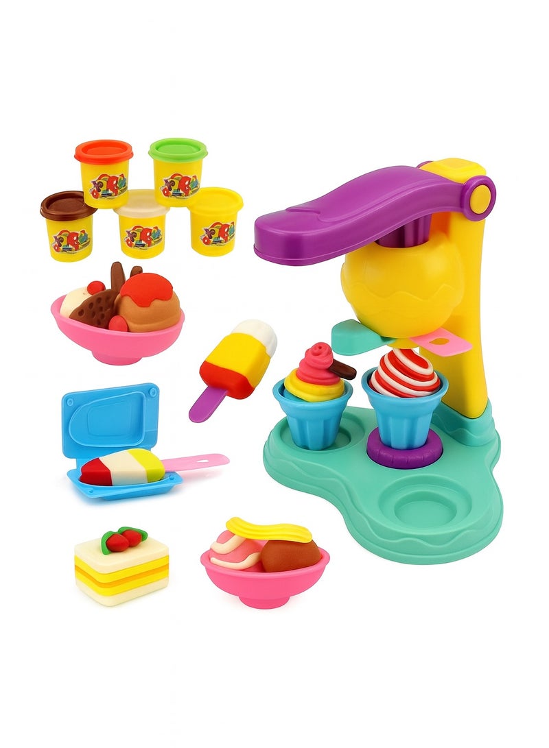 Rally Kids’ Ice Cream Play Dough Set – Ice Cream Maker with Colorful Dough Containers and Decorating Tools – Educational Kitchen Toy for Making Desserts – Encourages Creativity and Imagination for Children - Image 1