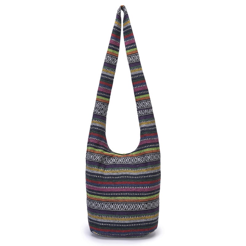 Coton Pose Women Shoulder Handbags Fashion canvas Hippie Crossbody Bags Bohemian Animal Prints Hobo Bags (Black-2) - Image 1