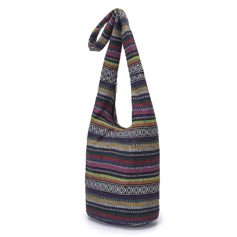Coton Pose Women Shoulder Handbags Fashion canvas Hippie Crossbody Bags Bohemian Animal Prints Hobo Bags (Black-2) - Image 2