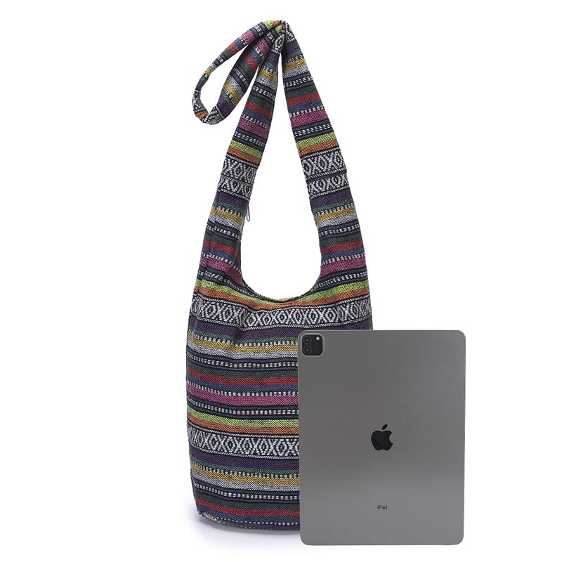 Coton Pose Women Shoulder Handbags Fashion canvas Hippie Crossbody Bags Bohemian Animal Prints Hobo Bags (Black-2) - Image 4