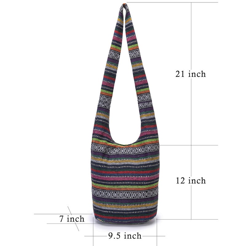 Coton Pose Women Shoulder Handbags Fashion canvas Hippie Crossbody Bags Bohemian Animal Prints Hobo Bags (Black-2) - Image 3