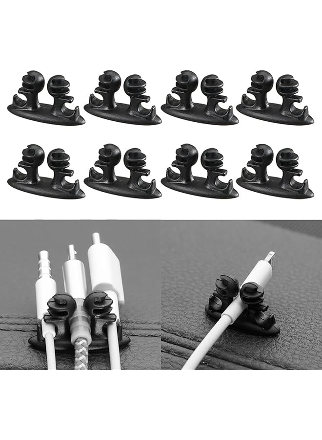 Green Tiger 8 Pcs Multifunctional Cable Management Cord Organizer, 3-in-1 Adhesive Cable Clips, Plastic No-Residue Adhesive Cord Management, for Car, Home, Office - Image 1