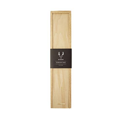 Viski Champagne Saber Sword in Wooden Box, Curved Stainless Steel Blade and Wood Handle, Elegant Home Bar Tool for Celebrations, Weddings, Parties, and Housewarming Gifts, Set of 1 - Image 3