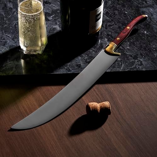 Viski Champagne Saber Sword in Wooden Box, Curved Stainless Steel Blade and Wood Handle, Elegant Home Bar Tool for Celebrations, Weddings, Parties, and Housewarming Gifts, Set of 1 - Image 4