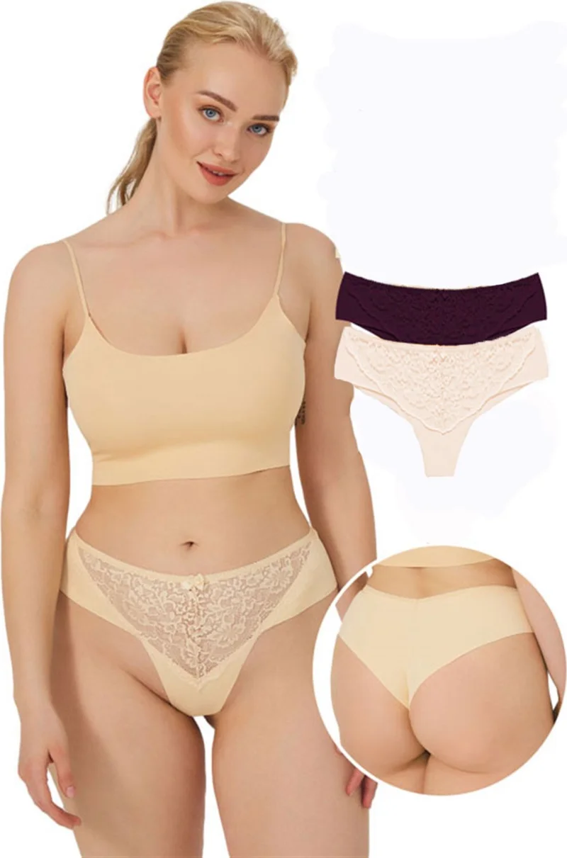 Hepsine Rakip Rivaling All, 2-Piece Women's Plus Size Lace Laser Cut Brazilian Panties