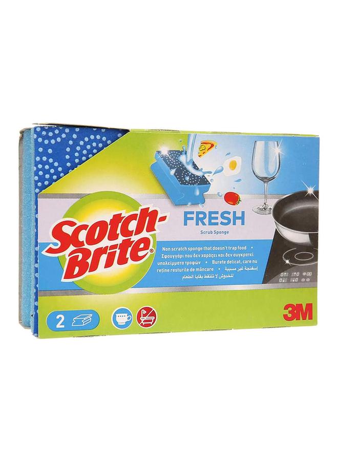 Scotch Brite 2-Piece Fresh Non-Scratch Nail Saver Scrub Sponge Blue - Image 1