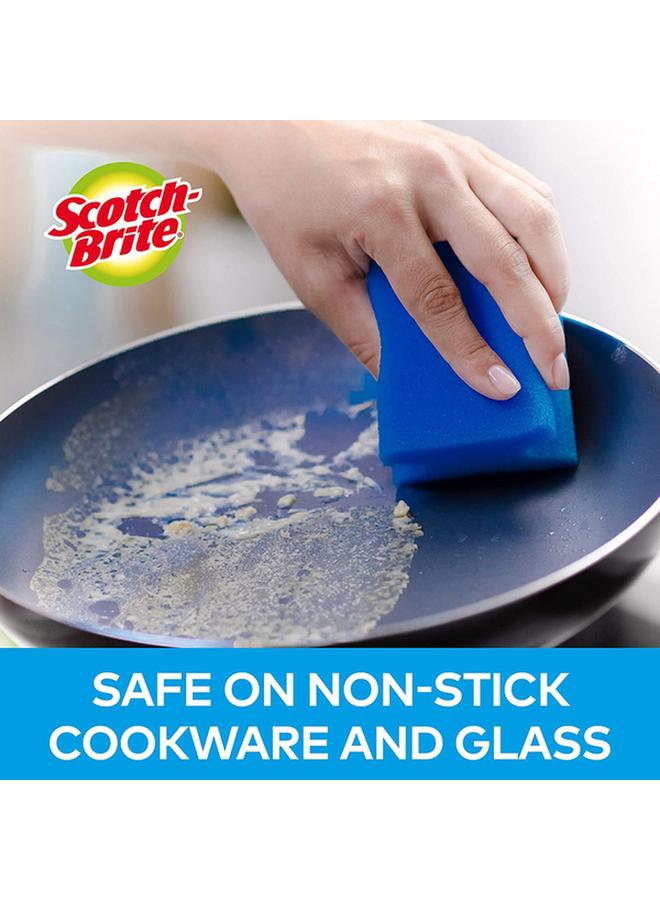 Scotch Brite 2-Piece Fresh Non-Scratch Nail Saver Scrub Sponge Blue - Image 4