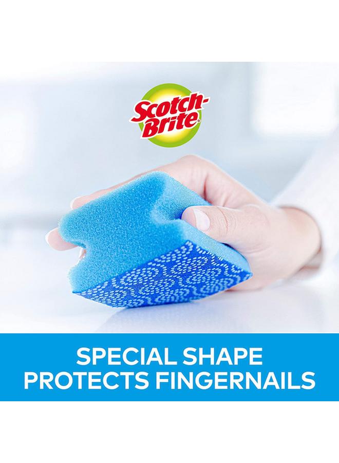 Scotch Brite 2-Piece Fresh Non-Scratch Nail Saver Scrub Sponge Blue - Image 3