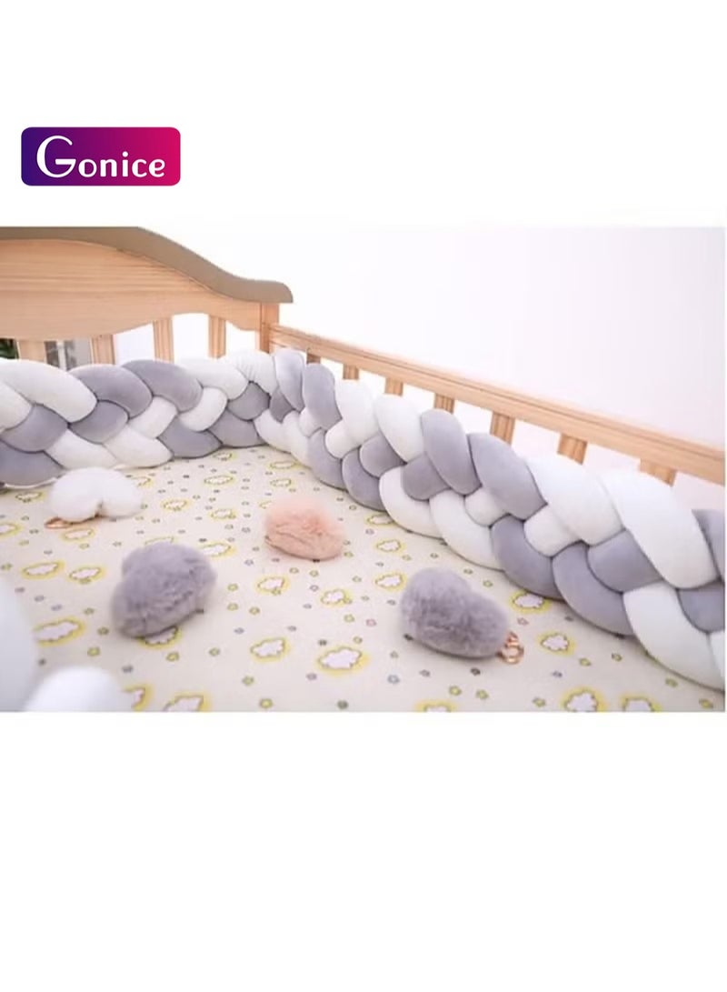 Gonice 4 Shares Braided Cot Bumper Cushion Soft Knot Pillow Cot, Braided Pillows Knotted Cot Bumper 2m - Image 1