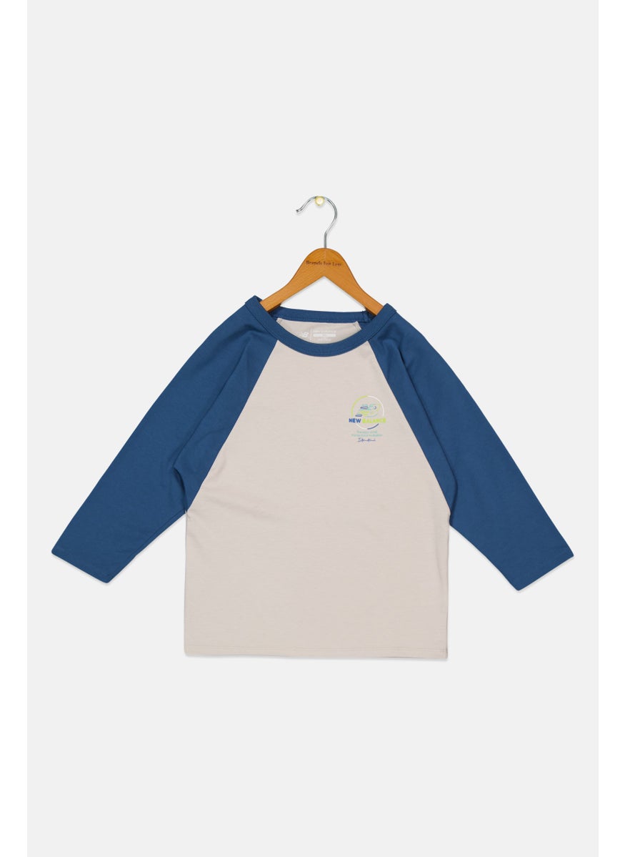 New Balance Kids Boy Brand Logo T-Shirt, Beige  - Image 1
