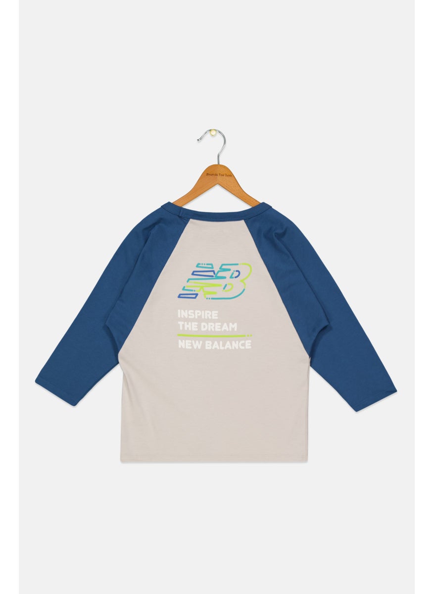 New Balance Kids Boy Brand Logo T-Shirt, Beige  - Image 2