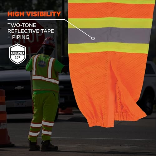 Ergodyne unisex adult Class Two-tone Reflective Safety Pants, Orange, Large-X-Large US - Image 3