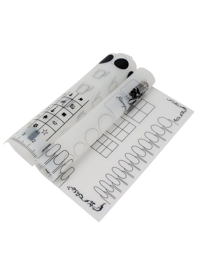 Segbeauty 2Pcs Acrylic Nail Mats 16" Silicone Diy Nail Art Stamping Mats Workspace Stamping Plate Manicure Mat Nail Polish Coloring Practice Pad Nail Sticker Trainer Guide Table Cover Palette Tool - Image 4