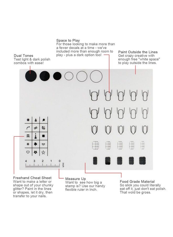 Segbeauty 2Pcs Acrylic Nail Mats 16" Silicone Diy Nail Art Stamping Mats Workspace Stamping Plate Manicure Mat Nail Polish Coloring Practice Pad Nail Sticker Trainer Guide Table Cover Palette Tool - Image 5