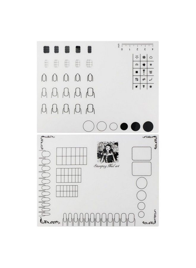 Segbeauty 2Pcs Acrylic Nail Mats 16" Silicone Diy Nail Art Stamping Mats Workspace Stamping Plate Manicure Mat Nail Polish Coloring Practice Pad Nail Sticker Trainer Guide Table Cover Palette Tool - Image 1