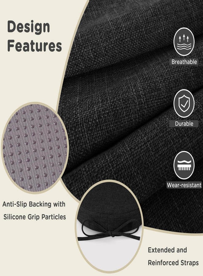 AddGrace Round Bar Stool Cushions with Ties Set of 2 Non Slip Seat Cushions 12x12 Inch Washable Chair Pads Removable Washable Cover Black - Image 4