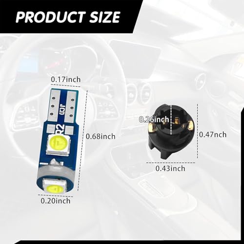 Damwot 74 Led Bulb Dash Lights Super Bright, T5 37 74 LED Bulb with Twist Lock Socket PC74 PC37,Dashboard Lights, Instrument Cluster Bulbs Kits,Pack of 20 (White) - Image 2