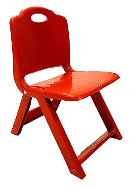 Generic Supertech Foldable Baby ChairStrong and Durable Plastic Chair for KidsPlastic School Study ChairFeeding Chair for KidsPortable High Chair Weight Capacity 40 Kg Red  - Image 1