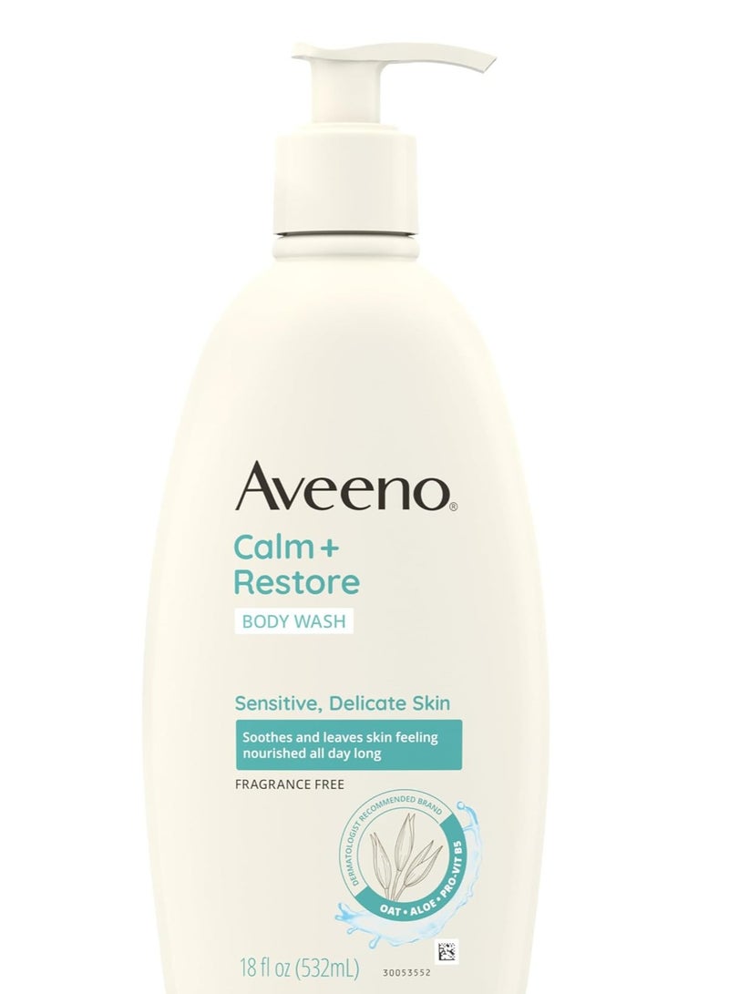 Aveeno Aveeno Calm +Restore Body Wash for Sensitive and Delicate Skin, Fragrance Free,18 Fl oz (532mL)  - Image 1