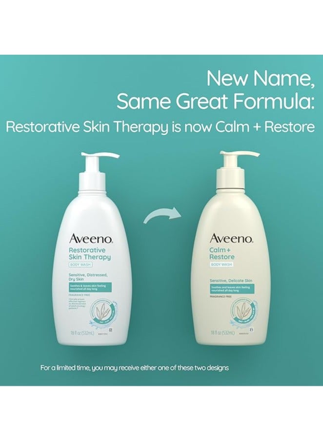 Aveeno Aveeno Calm +Restore Body Wash for Sensitive and Delicate Skin, Fragrance Free,18 Fl oz (532mL)  - Image 2