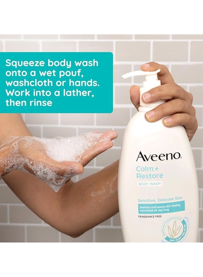 Aveeno Aveeno Calm +Restore Body Wash for Sensitive and Delicate Skin, Fragrance Free,18 Fl oz (532mL)  - Image 3
